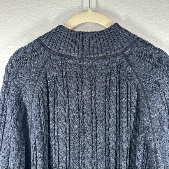 Carbon‎ 2 Cobalt Sweater Men's Large L Navy Cotton Wool Chunky Knit Fisherman - Picture 5 of 6